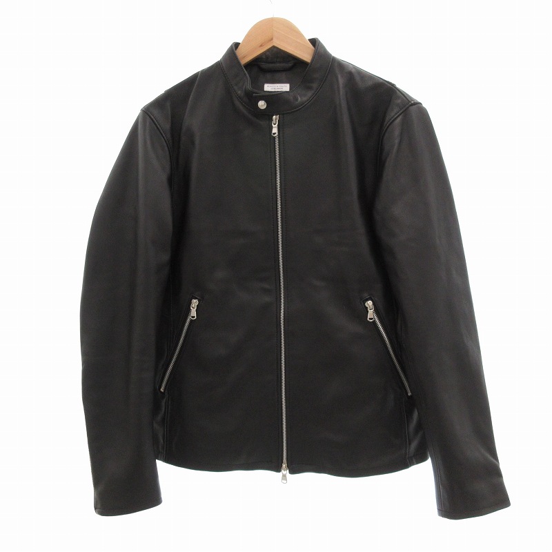 美品/L ユナイテッドアローズ　ライダースジャケット　ラムレザー　Wジップ　黒 WEB限定 WARDROBE SMART】 シープ ダブル ライダースジャケット