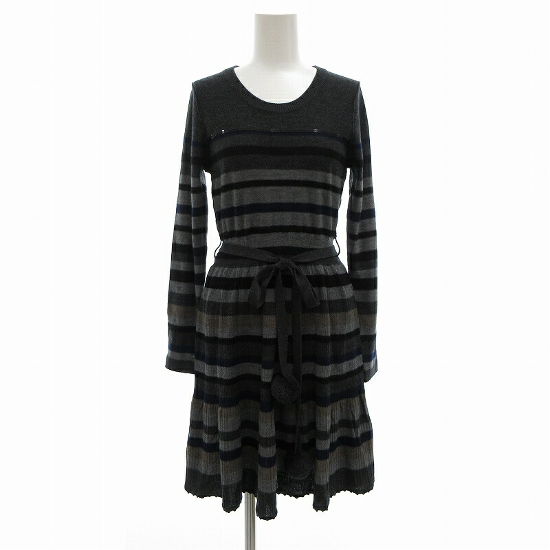 【楽天市場】【中古】ソニア ソニアリキエル SONIA SONIA RYKIEL ニットワンピース ひざ丈 スパンコール ベルト付き マルチ ...