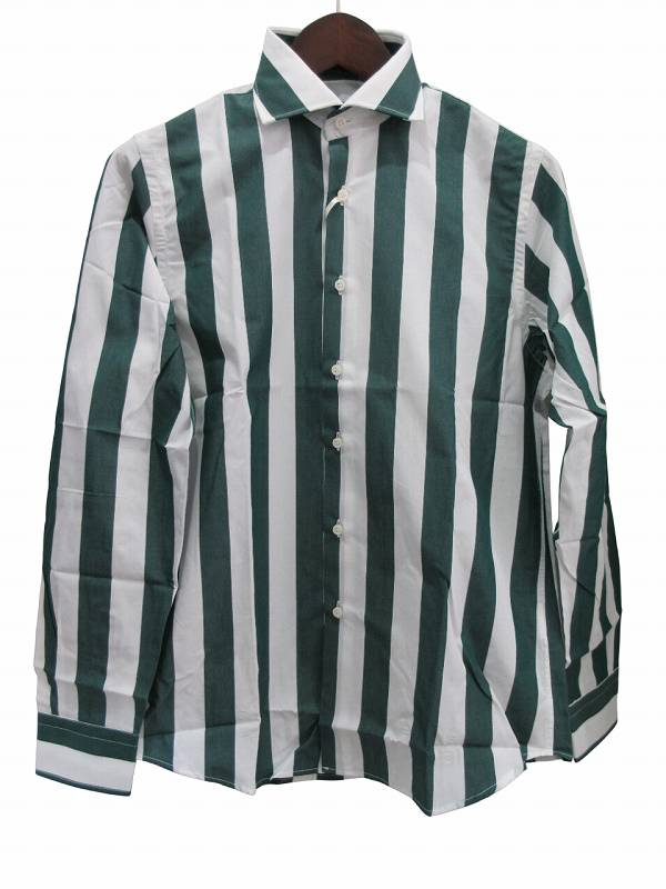 【中古】未使用品 フェフェナポリ FEFE napoli シャツ 長袖 ストライプ グリーン 39 メンズ 【ベクトル 古着】 260314 7,392円
