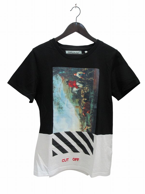 【中古】象牙色 OFF WHITE プルオーバー カットソー カラヴァッジョ 半袖 黒いこと S メンズ 【ベクター 古着】 260516