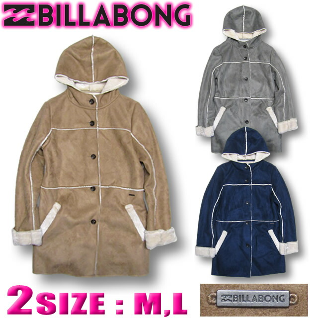 【最短またの日送りとどける】 【50%OFF】散らし広告ボン 上衣 厚地の外套 パーカー レディース BILLABONG フェイクムートン サーフブランド名 逃げ口 【相応う】AG014-754