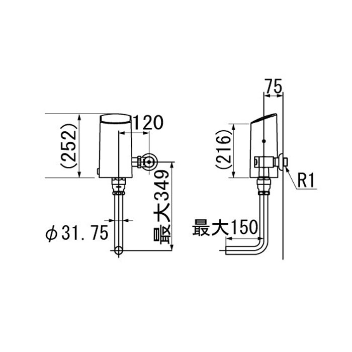 LIXIL リクシル 自動フラッシュバルブ 露出型 洗浄水量10〜16L トイレ