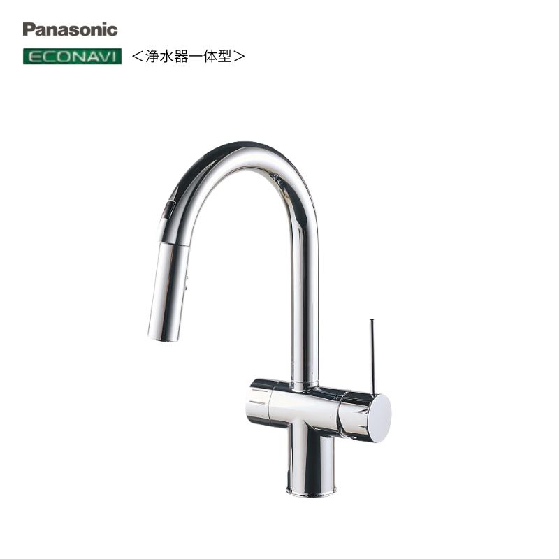 パナソニック フロントセンサー 水栓 浄水器一体 JUA08FPSWDB エコナビ クロムメッキ タッチレス 節水 シャワーヘッド引出|Craseal