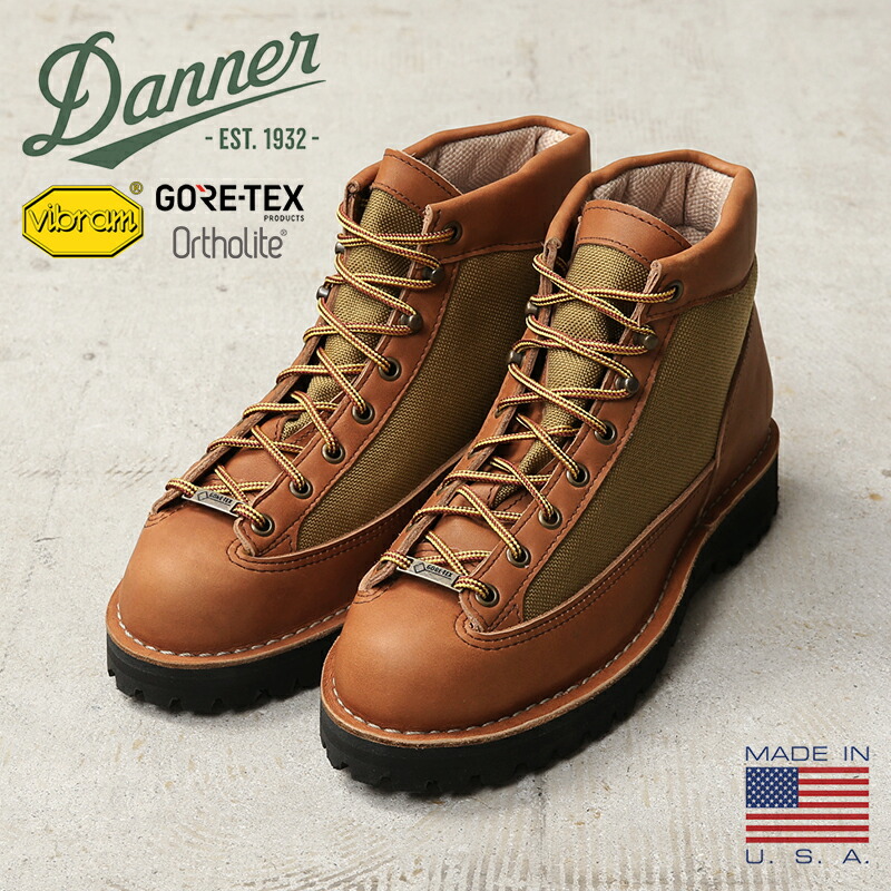 【最短即日送りとどける】Danner ダナー 30422 DANNER LIGHT REVIVAL ダナーライト 返り咲き ブーツ / アウトドアブーツ KHAKI MADE IN USA【引き換え証客体外】【T】｜シューズ トレッキングシューズ メンズ なめし革 本革 ゴアテックス ビブラムソール 亜米利加製 カーキ 刷り直す 雨合羽