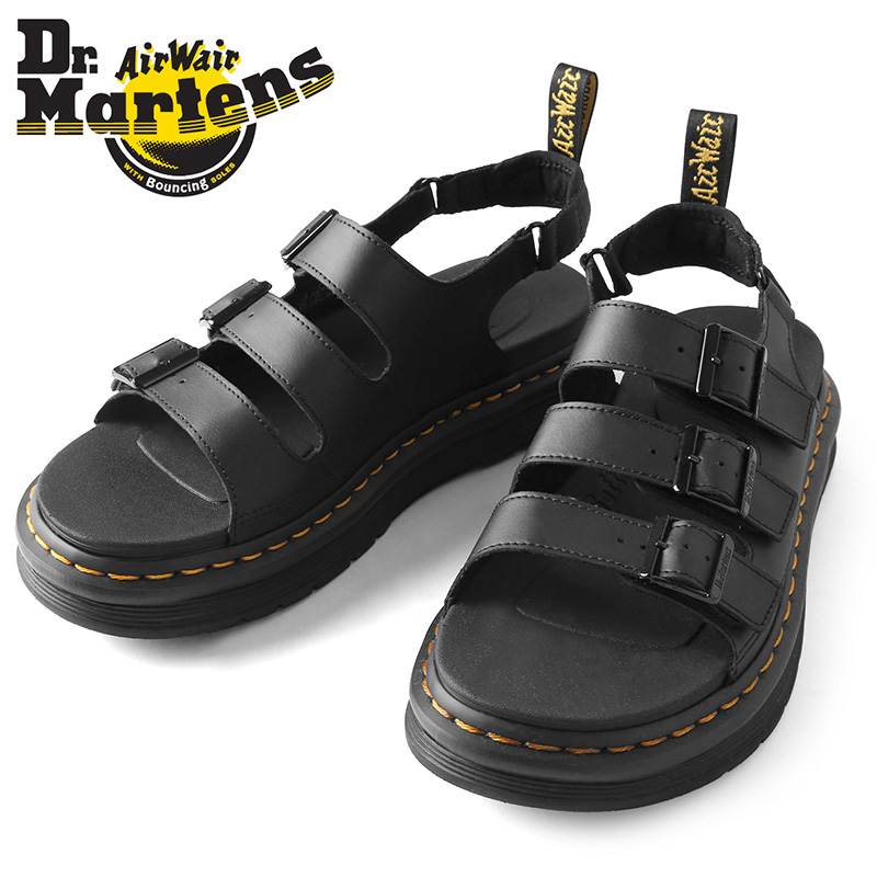 最先端 あす楽 Dr Martens ドクターマーチン Hydro Soloman ハイドロ ソロマン レザーストラップサンダル メンズ レディース 靴 グラディエーターサンダル カジュアル アウトドア レジャー キャンプ 厚底 ストラップ レザー 本革 ブラック Sx 春 ミリタリー