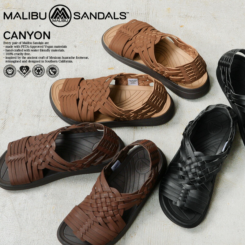【最短即日発送】MALIBU SANDALS マリブサンダルズ MS01 CANYON キャニオン メッシュサンダル VEGAN LEATHER【クーポン対象外】【T】｜シューズ メンズ レディース スポーツサンダル ヴィーガンレザー 軽量 アウトドア プール アメカジ カジュアル 春夏｜ミリタリーショップWAIPER