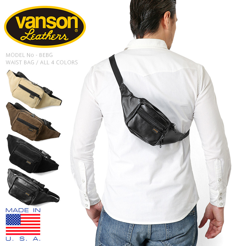 vanson ブラック ボディバッグ backdrop VANSONxBACKDROP】(バンソンxバックドロップ別注) 9SBB NEW