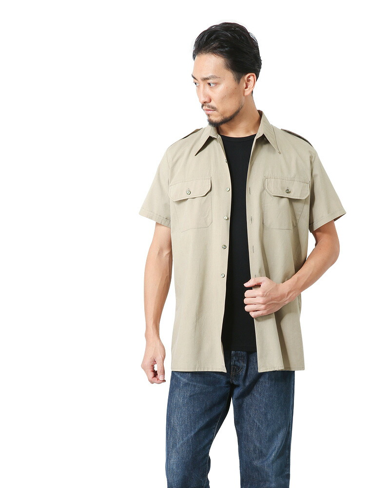 新しい季節 ミリタリーシャツ メンズ 実物 Used イタリア軍 コットンツイル 半袖シャツ サファリシャツ オフィサーシャツ トップス カジュアル 無地 大きいサイズ 軍放出品 軍服 ベージュ ブラウン Waiper Batesmartin Com