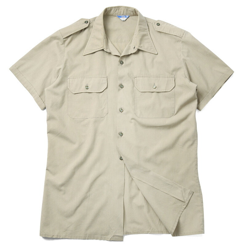 新しい季節 ミリタリーシャツ メンズ 実物 Used イタリア軍 コットンツイル 半袖シャツ サファリシャツ オフィサーシャツ トップス カジュアル 無地 大きいサイズ 軍放出品 軍服 ベージュ ブラウン Waiper Batesmartin Com
