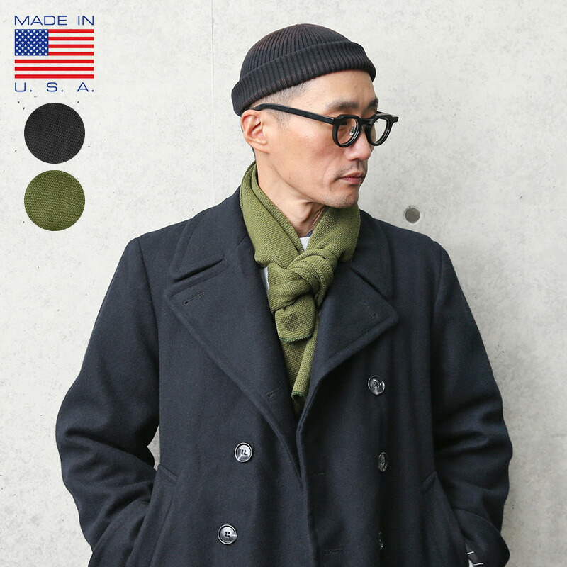 Made In Usa Acrylic ミドルゲージニット マフラー ミリタリー ネックウォーマー ニット メンズ レディース ストール おしゃれ オリーブ ブラック 無地 夏 Waiper 超美品の