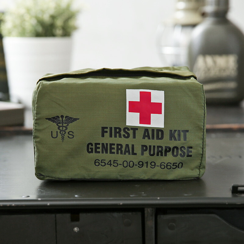 実物 新品 デッドストック 米軍 FIRST AID KIT GENERAL PURPOSE ポーチ【クーポン対象外】【I】｜メンズ 化粧ポーチ 救急バッグ ミリタリー 小物入れ スタッフバッグ オーガナイザー キャンプ アウトドア ファーストエイド かわいい おしゃれ