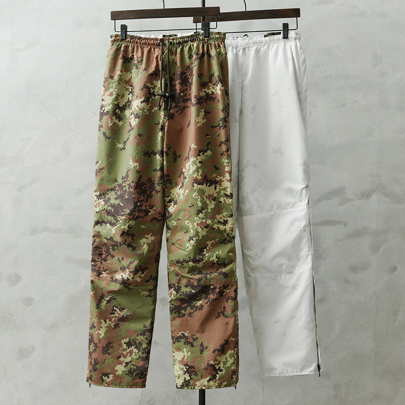 実物 新品 デッド棚卸し資産 イタリア共和国軍 WATERPROOF リバーシブルパンツ ベジタトカモ＆スノーカモ【クーポン券客体外】【I】｜ミリタリーズボン下 ボトムス 雨合羽 家鴨フラ 擬装 軍噴きあげる品 メンズ アウトドア サバゲー