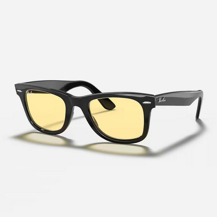 RB2140F-901R6-52　RB2140F-901/R6-52　RayBan　レイバン　サングラス　UVカット　WAYFARER　ウェイファーラー　JPフィット　Asian Fit　アジアンフィット　ライトカラー　黒ぶち　黒縁　ブラック　イエロー　ウェリントン　メンズ　レディース　男女兼用
