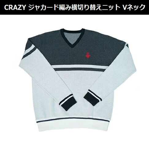 【激レア】CRAZY ジャカード編み横切り替えニット Vネック 新品!|WARP GOLF 店