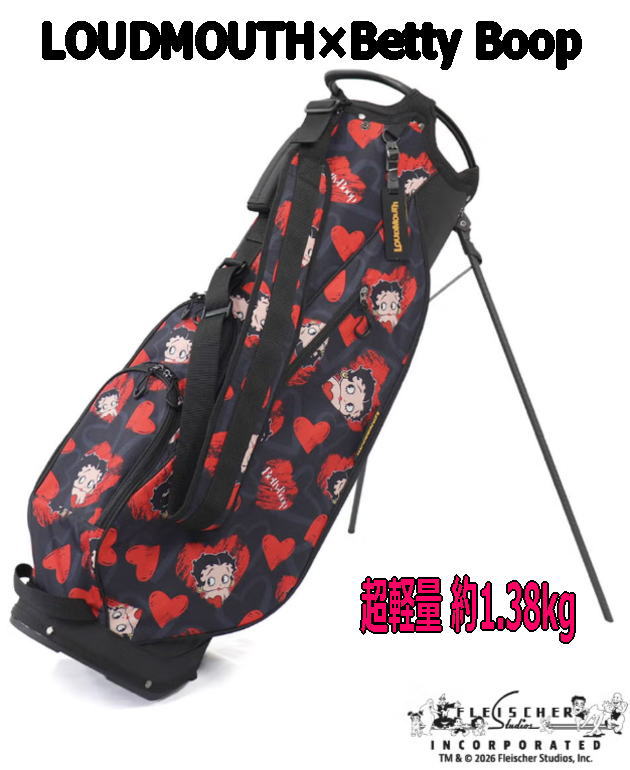 【NEW】LOUDMOUTH ×Betty Boop ラウドマウス 超軽量 Ultra Light スタンドバッグ スタンドキャディバッグ Scribble Hearts Betty スクリブルハーツベティー 866979-469 新品!!|WARP GOLF 店