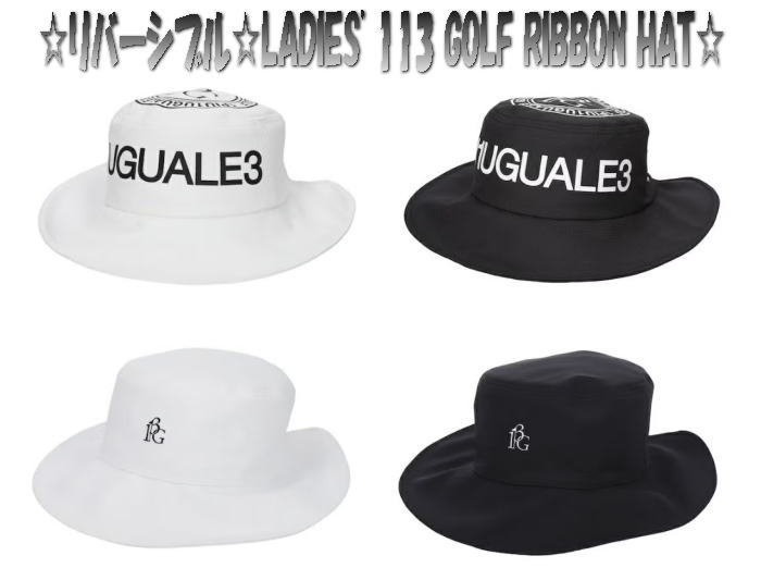【即納】1PIU1UGUALE3 LADIES' 113 GOLF RIBBON HAT ウノピゥウノウグァーレトレ ゴルフ ウノピュウノ レディース リボンハット バケットハット バケハ リバーシブル【GSG026-GNU018】|WARP GOLF 店