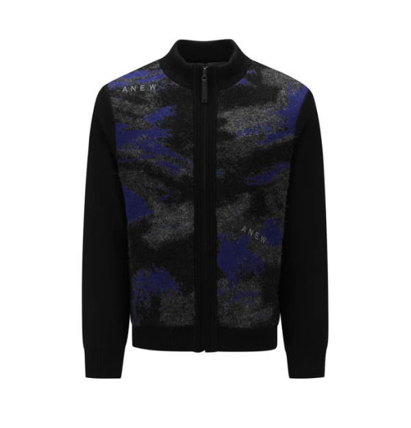 ★NEW★ANEW MEN WI BRUSHSTROKE WINDPROOF KNIT CARDIGAN BLUE アニュー ゴルフ メンズ ニットカーディガン ブルー AGFWMKC01｜WARP GOLF 店