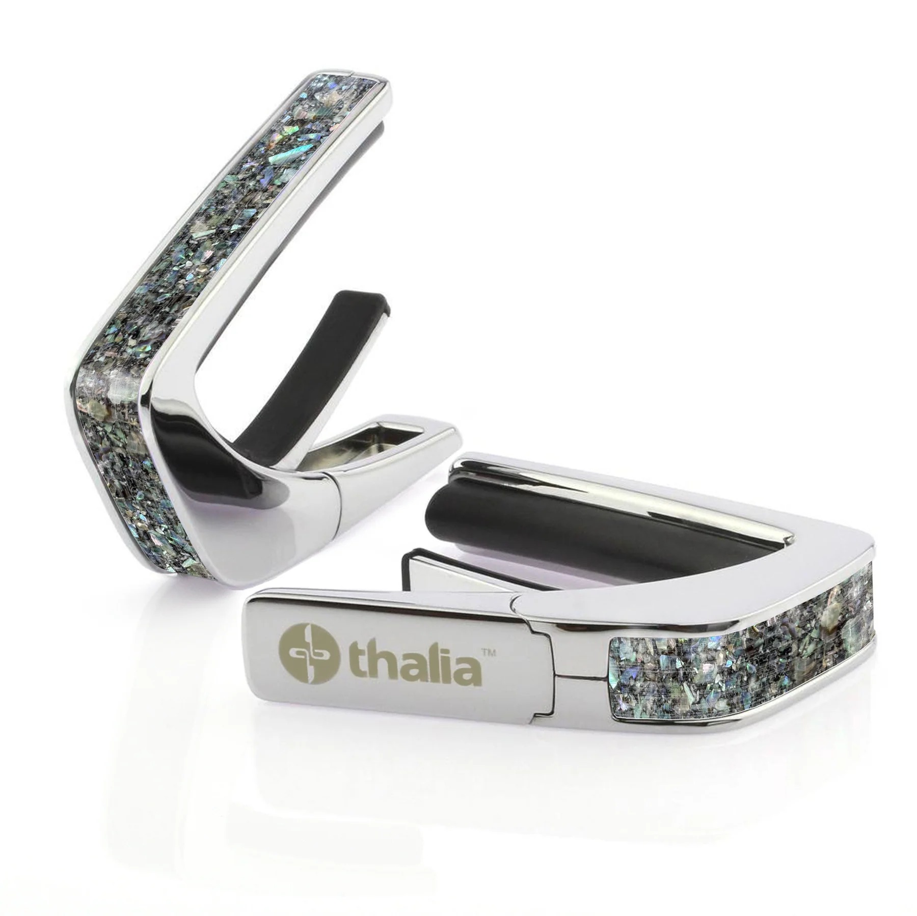 Thalia Capos タリア カポ Exotic Shell Series Paua Sparkle Chrome ギター 12インチフレッドパッド付属 パウア スパークル クローム【送料無料】｜オーディオ渡辺