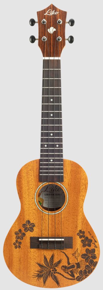 LIKO Ukulele Hula Girl フラガール LKC-26H レーザー彫刻 リコ コンサート ウクレレ｜オーディオ渡辺
