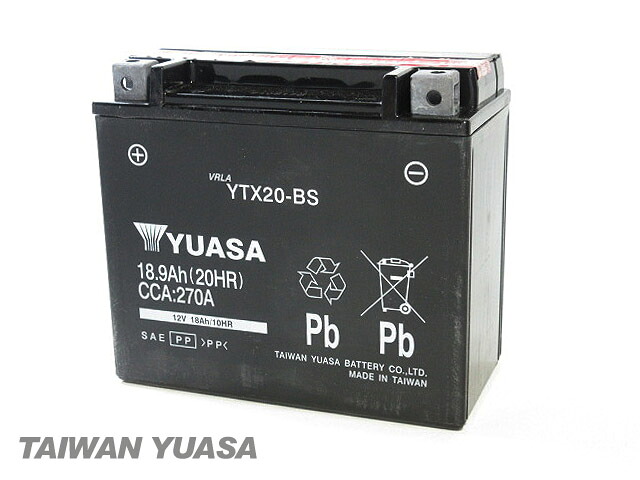 台湾ユアサバッテリー YUASA YTX20-BS ◆ XL883 XL1200 スポーツスター FXR 互換 65989-90B 65989-97A 65989-97B 65989-97C