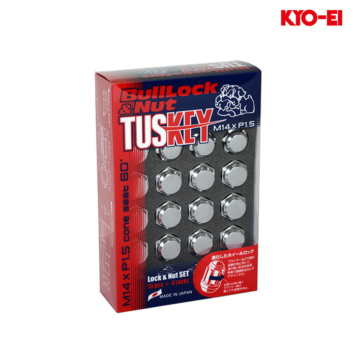 同梱割引有★ KYO-EI ブルロック タスキー ロックナットセット M14XP1.5 21HEX クロームメッキ 1セット(20個入り)