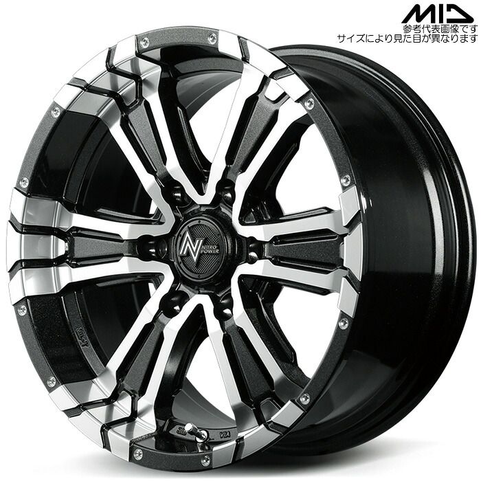 MID NITRO POWER CROSS CLAW 4本 [17&times;6.5J+48 6H 139.7 φ106.1] ブラックメタリック+ミラーカット マルカサービス アルミホイール｜web-carshop カーピットアイドル