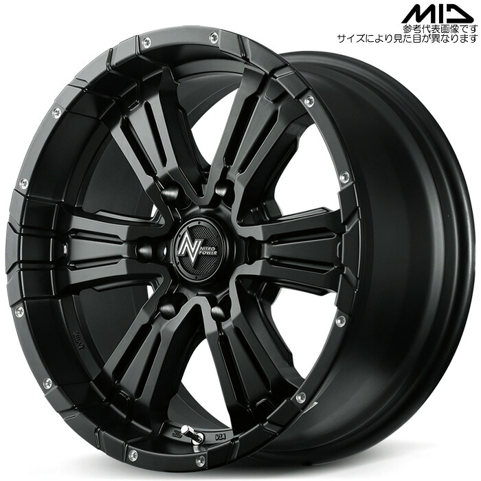 MID NITRO POWER CROSS CLAW 4本 [17&times;6.5J+38 6H 139.7 φ106.1 ハイエース 200系 等] セミグロスブラック+ピアスドリルド マルカサービス アルミホイール｜web-carshop カーピットアイドル