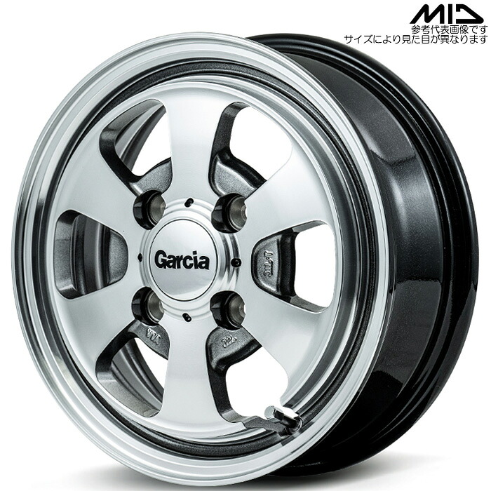 MID GARCIA Dallas6 4本 [12&times;4.00B+42 4H 100 φ67.1 軽バン、軽トラック全般] ポリッシュライングレー マルカサービス アルミホイール｜web-carshop カーピットアイドル 44,352円