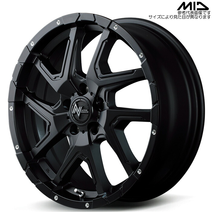 MID NITRO POWER DERINGER 1本 [16&times;7.0J+40 5H 114.3 φ73] セミグロスブラック/フランジピアスドリルド マルカサービス アルミホイール｜web-carshop カーピットアイドル