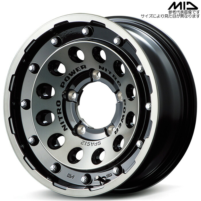 MID NITRO POWER H12 SHOTGUN 4本 [15×6.0J-5 5H 139.7 φ108.8 ジムニーシエラ JB74W] ブラッククリア/マシニング マルカサービス アルミホイール