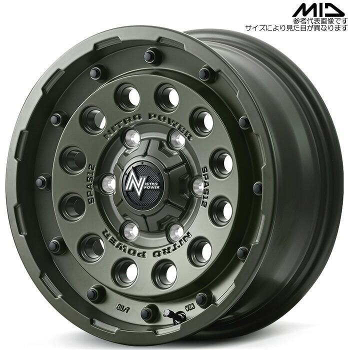 MID NITRO POWER H12 SHOTGUN TACTICAL EDITION 1本 [16×6.5J+38 6H 139.7 φ106.1 ハイエース 200系 等] セミグロスODグリーン マルカサービス アルミホイール 20,147円