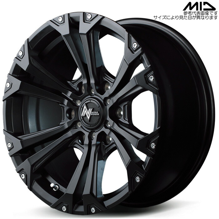 MID NITRO POWER JAVELIN 4本 [17×6.5J+38 6H 139.7 φ106.1 ハイエース 200系 等] セミグロスブラック＋ピアス&ミルド マルカサービス アルミホイール