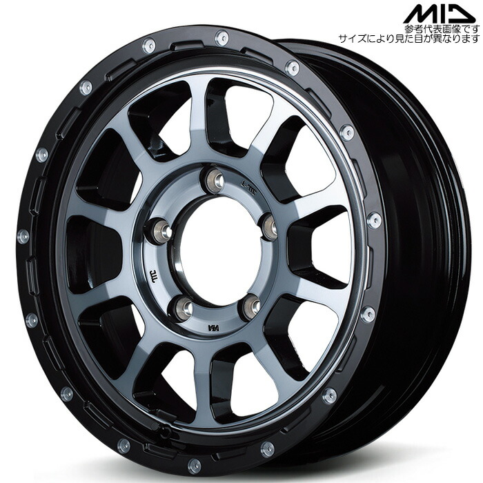 MID NITRO POWER M10 パーシングJ 1本 [16×6.0J-5 5H 139.7 φ108.8 ジムニーシエラ JB74W] ブラック/DC+マシニング/ブラッククリア マルカサービス アルミホイール