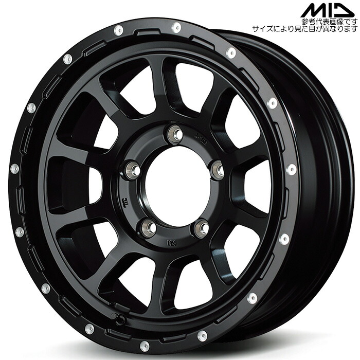 MID NITRO POWER M10 パーシングJ 4本 [16&times;6.0J-5 5H 139.7 φ108.8 ジムニーシエラ JB74W] セミグロスブラック/マシニング マルカサービス アルミホイール｜web-carshop カーピットアイドル