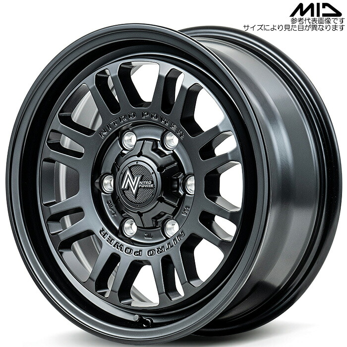 MID NITRO POWER M16 ASSAULT 4本 [17×6.5J+38 6H 139.7 φ106.1 ハイエース 200系 等] セミグロスブラック マルカサービス アルミホイール