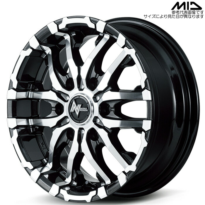 MID NITRO POWER M26 CROSSFANG 4本 [16×6.5J+38 6H 139.7 φ106.1 ハイエース 200系 等] ブラックメタリック/ミラーカット マルカサービス アルミホイール
