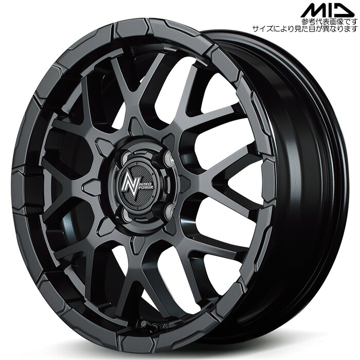 MID NITRO POWER M28 バレット-KC 1本 [15×5.0J+48 4H 100 φ67.1 軽カー全般] セミグロスブラック マルカサービス アルミホイール