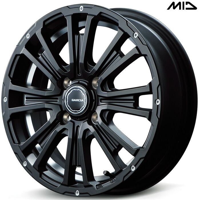 MID GARCIA SS REVOLVER KC 1本 [14×4.5J+45 4H 100 φ67.1 軽カー全般] セミグロスブラック/アンダーカットポリッシュ マルカサービス アルミホイール