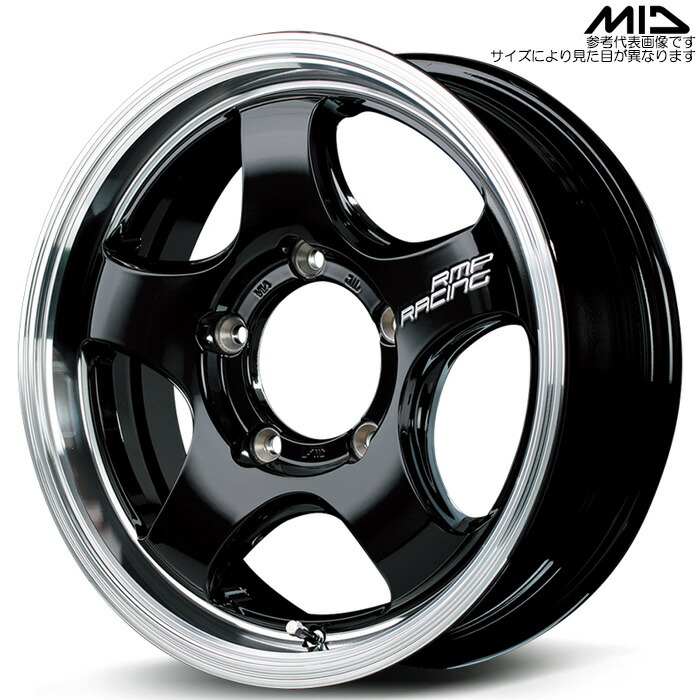 MID RACING R05-HC 4本 [16×5.5J+20 5H 139.7 φ108.5 ジムニー JB23W JB64W] ブラック/リムポリッシュ マルカサービス アルミホイール