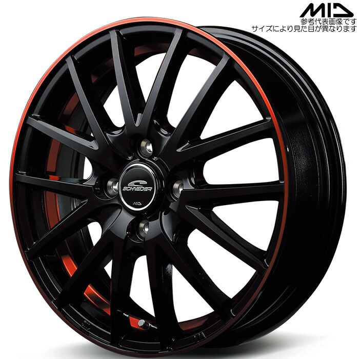 MID RX27 1本 [15×5.5J+43 4H 100 φ67] ブラック/リム＆アンダーカットポリッシュ＋レッドクリア― マルカサービス アルミホイール