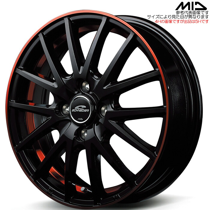 MID RX27 1本 [17×7.0J+38 5H 114.3 φ73] ブラック/リム＆アンダーカットポリッシュ＋レッドクリア― マルカサービス アルミホイール