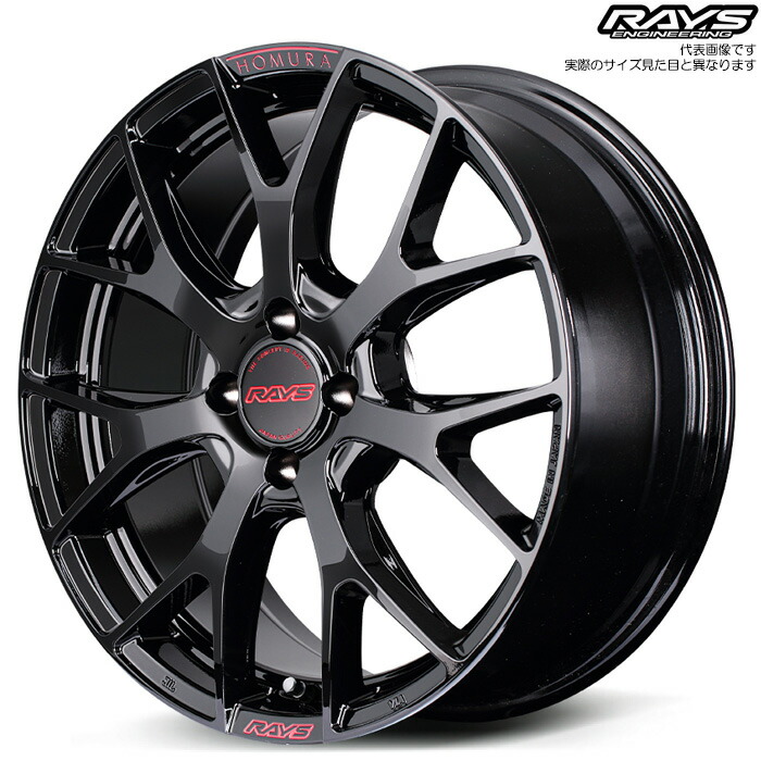 レイズ 2x7FT SPEC-M (B8J) 1本 [17×7.0J+45 4H 100 φ65] RAYS HOMURA グロッシーブラック/RAP(レッドクリアー)