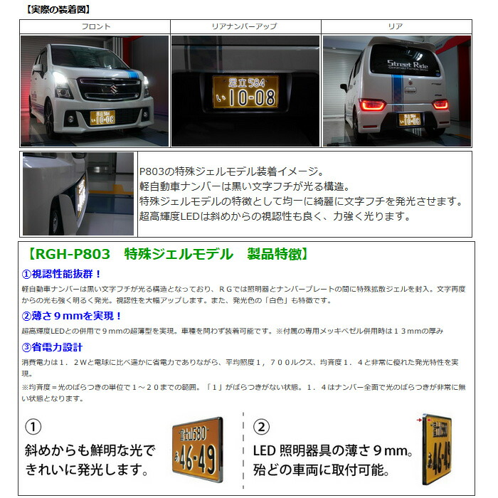 市場 RG 軽自動車用 字光式ナンバープレートベース LED メッキ枠付き