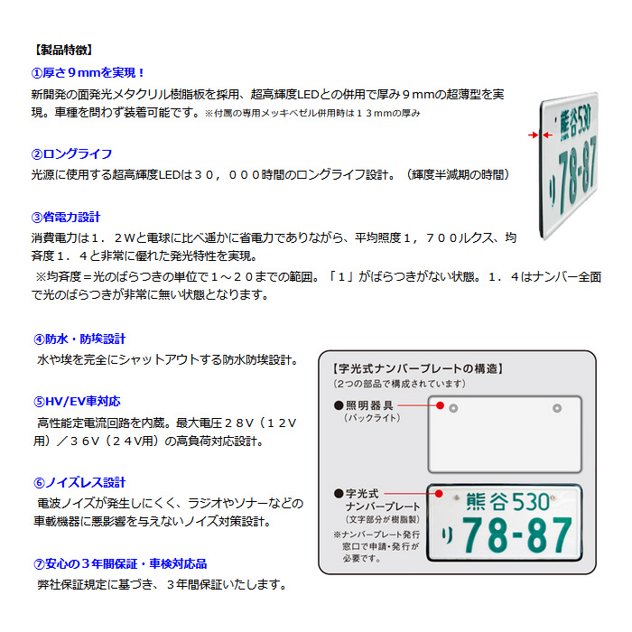 市場 RG LED 乗用車用 字光式ナンバープレートベース メッキ枠無し