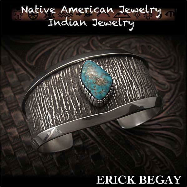 新品 エリックビゲィ/Erick Begay バングル ブレスレットアパッチブルー 青緑色 北米インディアン宝飾品 しろがね色925Erick Begay Sterling Silver Cuff Apache Blue Turquoise Indian Jewelry (ID na3192r73)