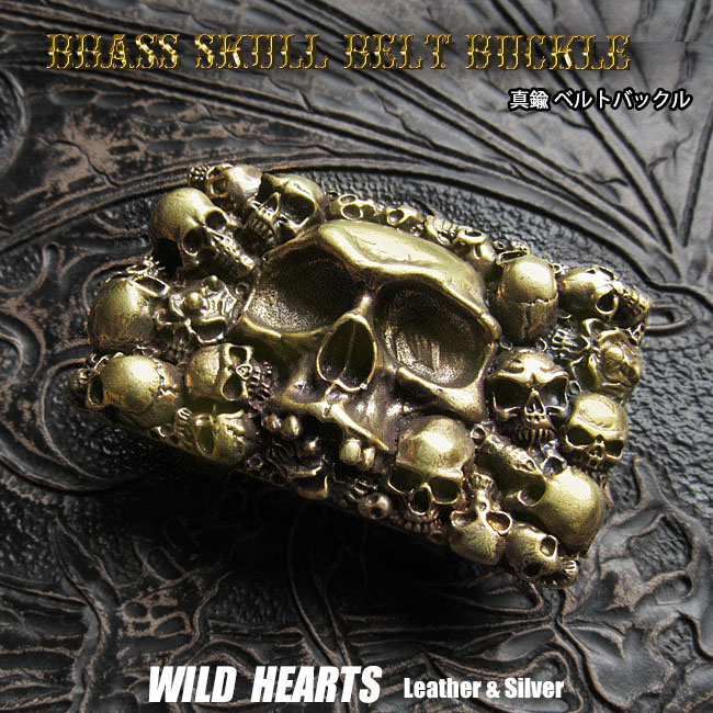 ドクロバックル 金管楽器 胴締め バックル 取り替え用  野ざらし スカル 38粍 Brass Skull Belt BuckleWILD HEARTS Leather\u0026Silver (ID mb4968r15)za026