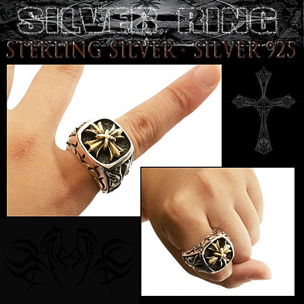 【楽天市場】クロスリング メンズ 十字架 指輪 シルバーリング アクセサリー アメカジ系 STERLING SILVER RING Gold