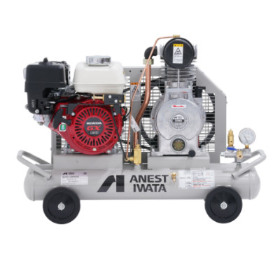 アネスト岩田 1.5kW エンジンコンプレッサー PLUE15C-10 給油式 出張作業用軽便タイプ|ワールドワン