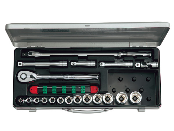 KTC 12.7sq. 1/2 ソケットレンチセット (六角) 19点 TB413|ワールドワン