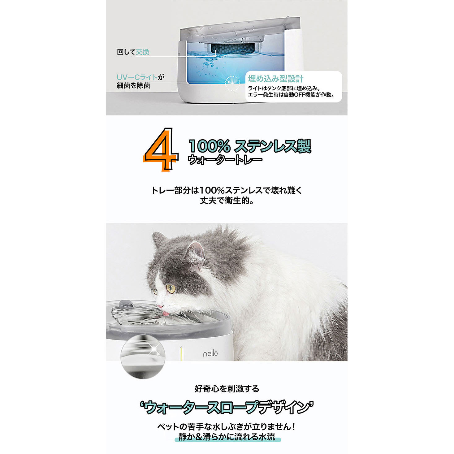 nello ペット用コードレス給水機 KS-BS150 ねこ 猫用 自動水やり機 犬用 犬 猫 自動給水器 みずのみ器 浄水 いぬ イヌ 水飲み器  給水器 ペット 自動 自動水やり器 おしゃれ ネコ